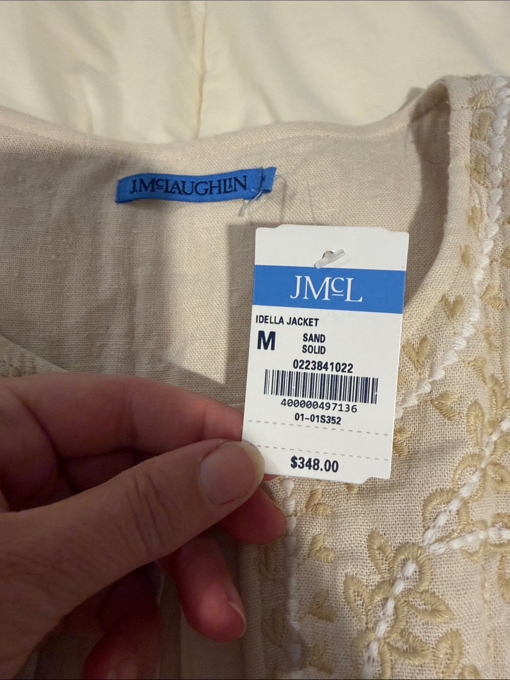 J. McLaughlin Sand Embroidered jacket